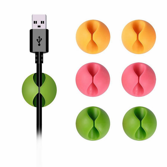 Shintop Cable Clips, Desk Cable Drop, Desk Wire Clips for All Your Computer, Electrical, Charging or Mouse Cord (Colorful ,6pcs)