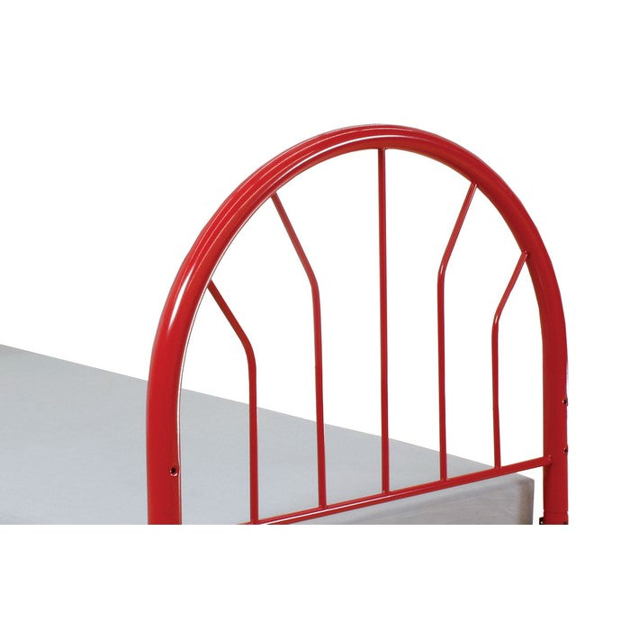 Metal Twin Headboard and Footboard with Curved Spindles, Red