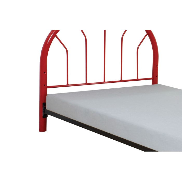 Metal Twin Headboard and Footboard with Curved Spindles, Red
