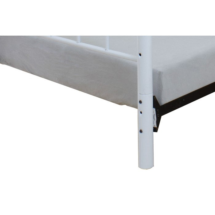 Metal Twin Headboard and Footboard with Curved Spindles, White