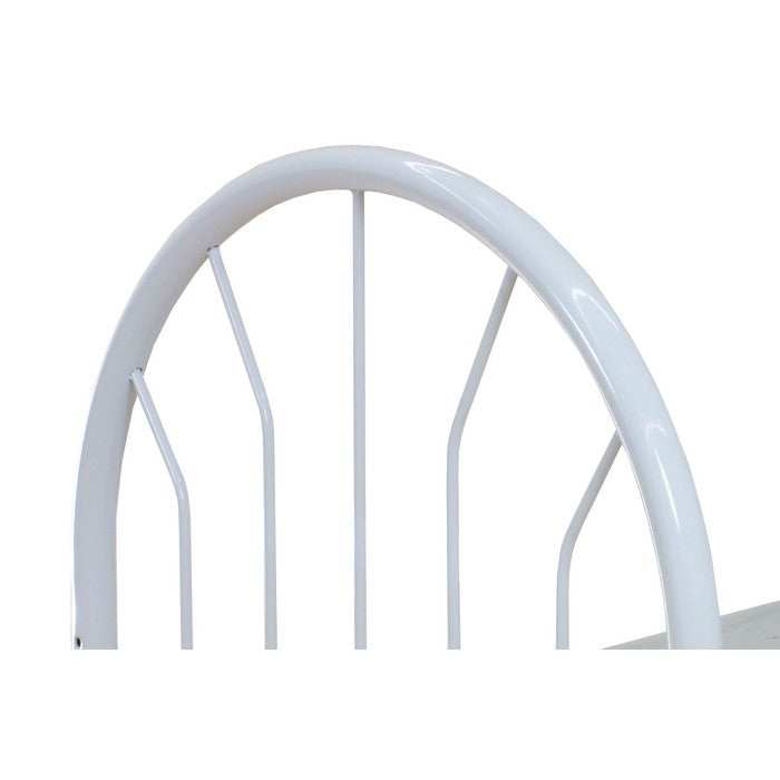 Metal Twin Headboard and Footboard with Curved Spindles, White
