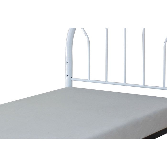 Metal Twin Headboard and Footboard with Curved Spindles, White