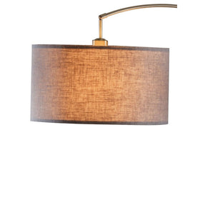 Arch Shaped Floor Lamp with Drum Shade and Round Marble Base, Bronze