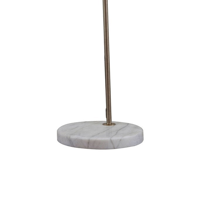Arch Shaped Floor Lamp with Drum Shade and Round Marble Base, Bronze