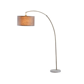 Arch Shaped Floor Lamp with Drum Shade and Round Marble Base, Bronze