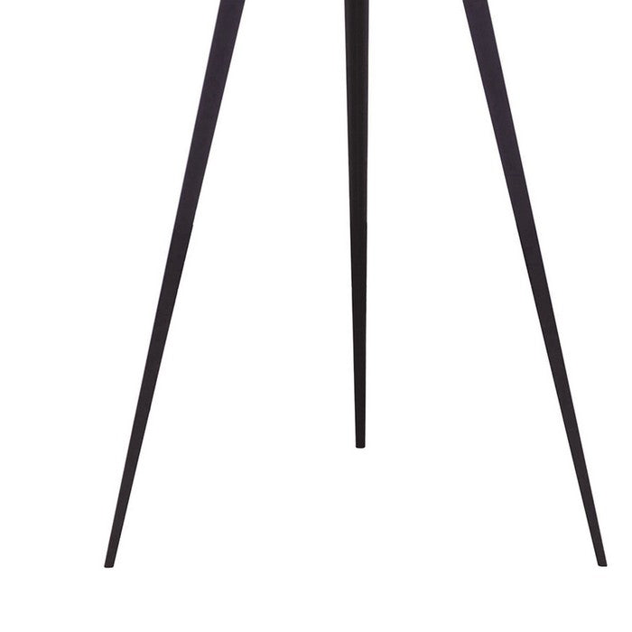 Metal Floor Lamp with Fabric Drum Shaped Shade and Tripod Base, White and Black