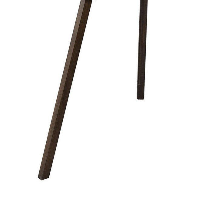 Spotlight Metal Floor Lamp with Wooden Tripod Base, Brown and Silver