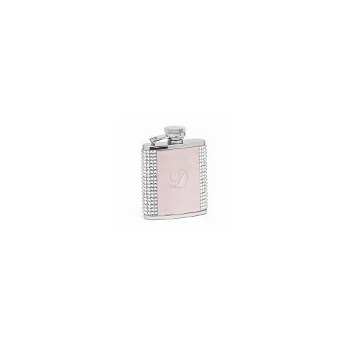 Petite White Crystaled Pink Pocket Flask (Engravable)