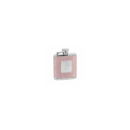 Flask W/ Pink Crystals & Engraving Plate