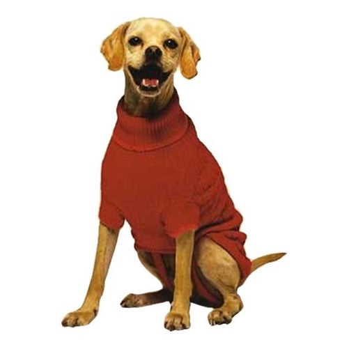 Fashion Pet Classic Cable Dog Sweater, Red, Large