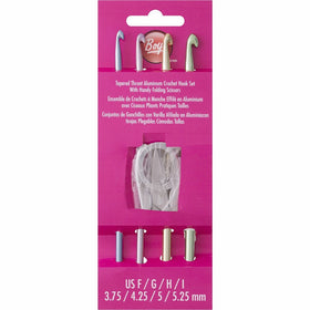 Boye Aluminum Crochet Hook Set with Scissors, Sizes F-I