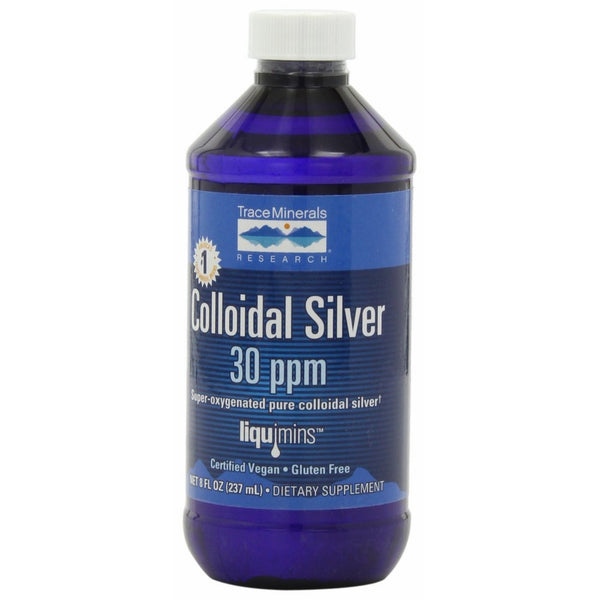 Trace Minerals Research Vegan Colloidal Silver Spray, Bio-Active Silver Hydrosol Liquid Mineral Supplement, Certified Organic, Natural & Pure, 30 PPM, 8 fl. Oz