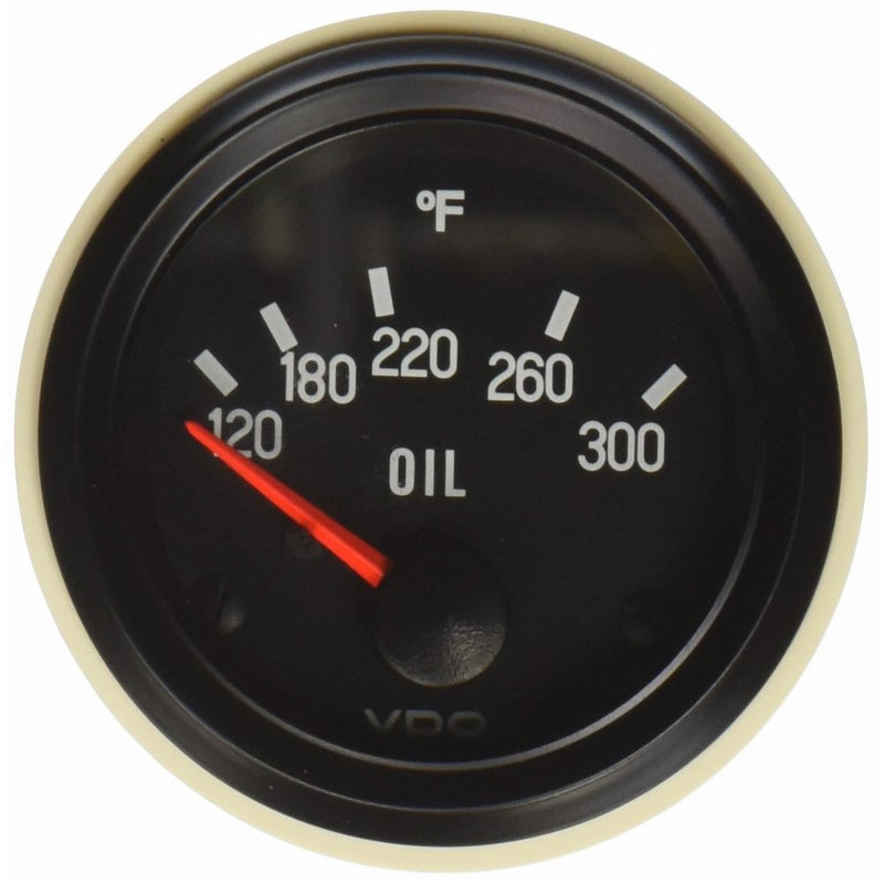 VDO 310012 Cockpit Style Electrical Temperature Gauge 2 1/16" Diameter, 300F, White Dial Face