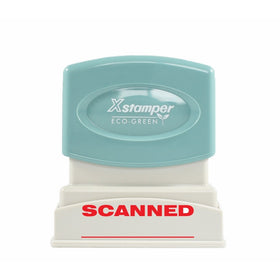 Xstamper 1829 SCANNED, Pre Inked Laser Engraved Rubber Stamp, Red Ink, Impression Size: 1/2" x 1-5/8"