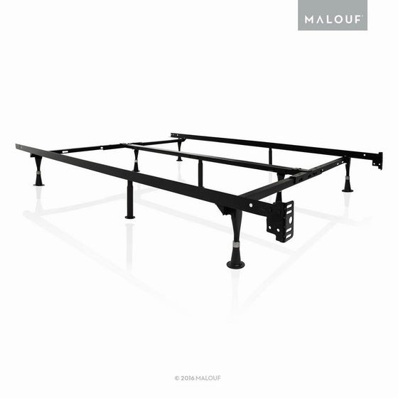 MALOUF STRUCTURES by Heavy Duty 9-Leg Adjustable Metal Bed Frame with Double Center Support and Glides Only - UNIVERSAL (Cal King, King, Queen, Full XL, Full, Twin XL, Twin)