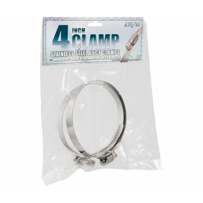 Active Air Stainless Steel Duct Clamps, 4" (Pack of 2)