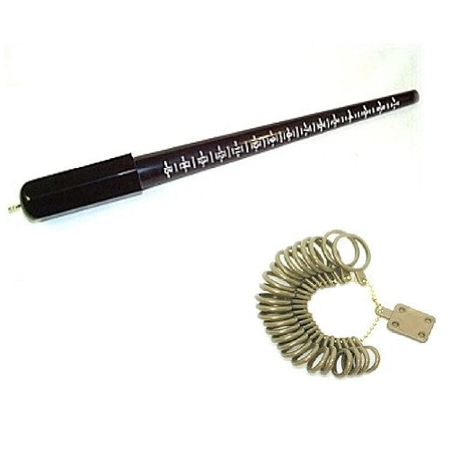 Combo Set Plastic Ring Gauge and Sizer Mandrel Grooved Size 1-15 Measure Jewelry