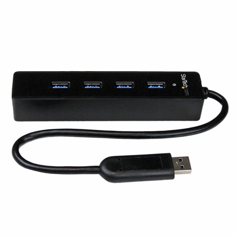 StarTech.com 4 Port Portable USB 3.0 Hub with Built-in Cable - Four Port External USB Hub - 4 Port Compact USB3 Hub