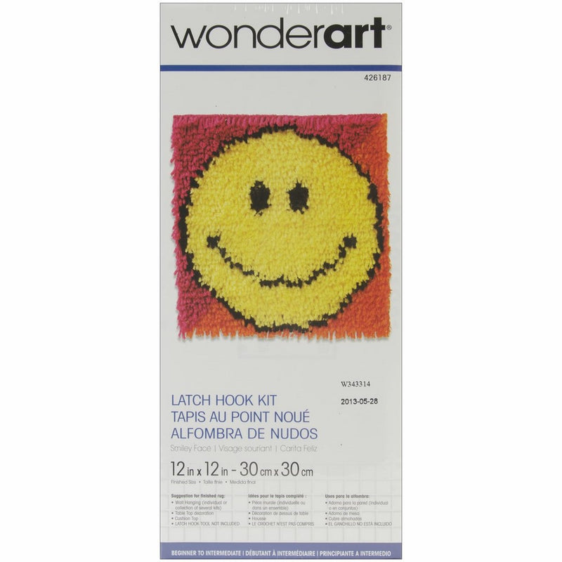 Wonderart Smiley Face Latch Hook Kit, 12" X 12"