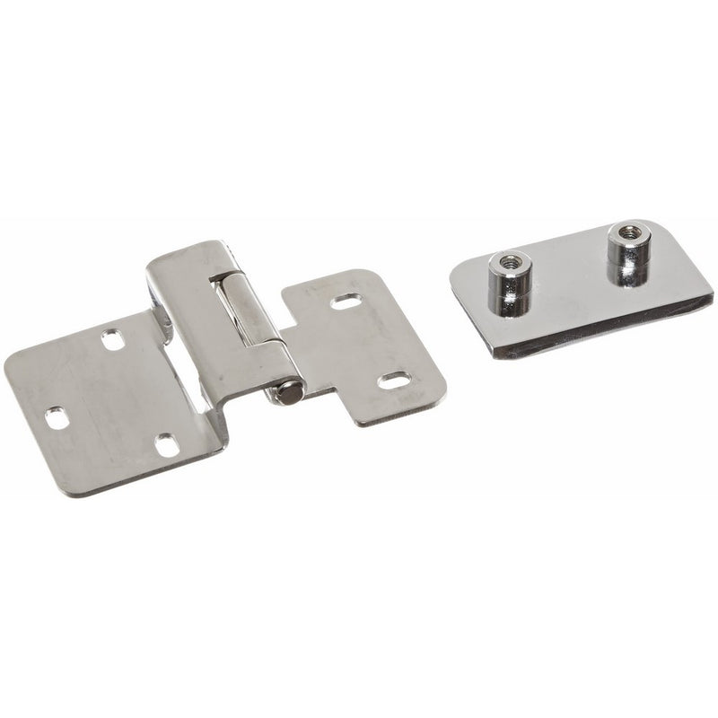 Sugatsune XL-GH03-48-8CR Stainless Steel 304 Half Overlay Inset Glass Door Hinge, Mirror Finish, 3mm Leaf Thickness, 86.5mm Open Width, 8mm Pin Diameter, 51mm Height