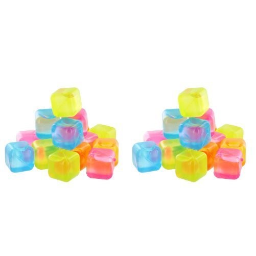 Reusable Plastic Ice Cubes (Colors May Vary), 32 Count