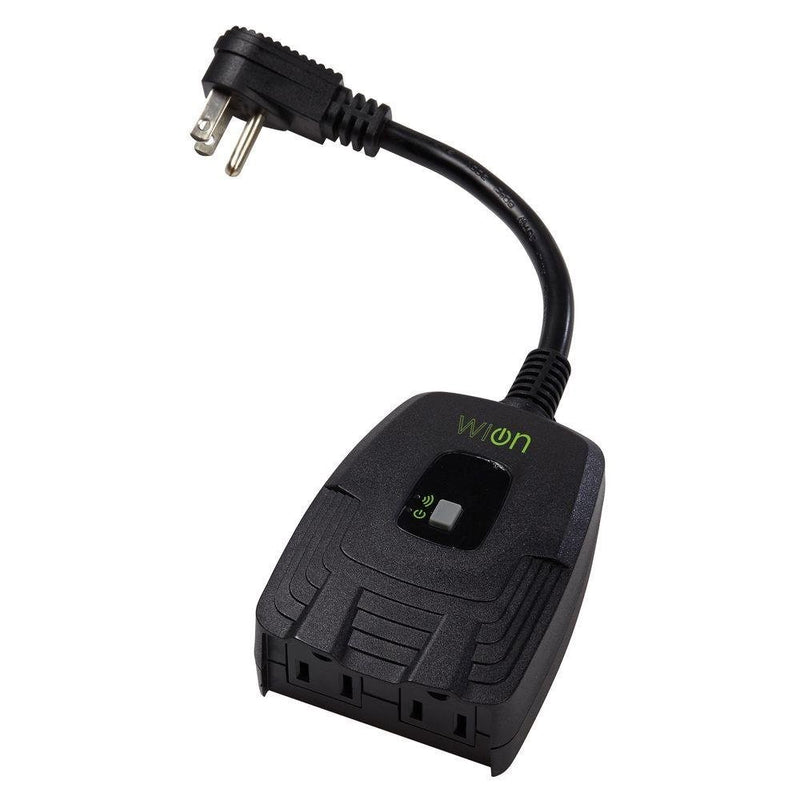 WiOn 50049 Outdoor Wi-Fi Wireless Plug-In Switch, 2 Grounded Outlets