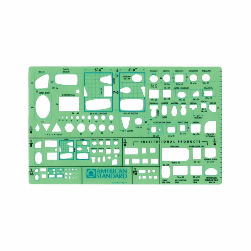 Timely Plumbing Plan View Template, 1/16 inch Scale (9383TA)