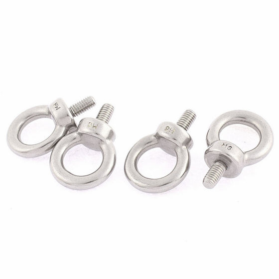uxcell M6 x 12mm Thread Machinery Shoulder Lifting Eye Bolt Ring 4pcs