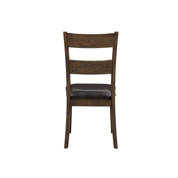 Flared Panel Back Side Chair with Leatherette Seat, Set of 2, Brown