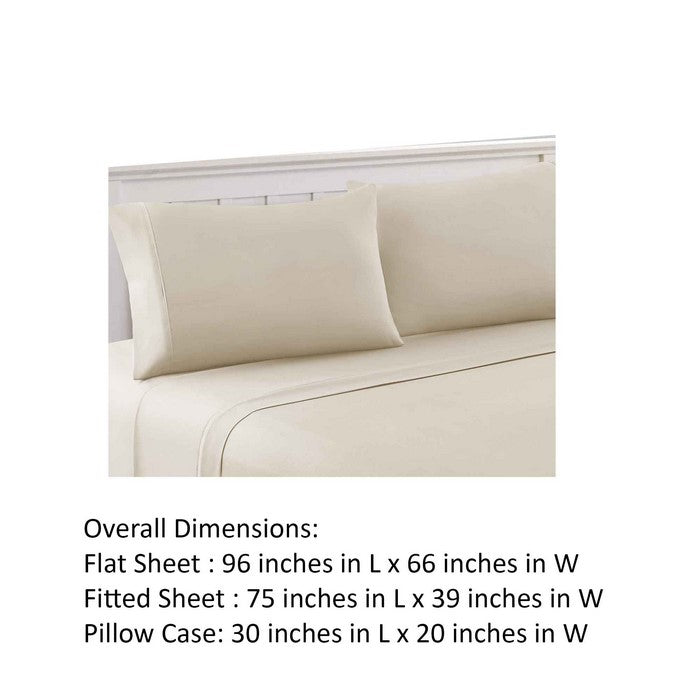 Bezons 3 Piece Twin Size Plain Sheet Set The Urban Port, Cream