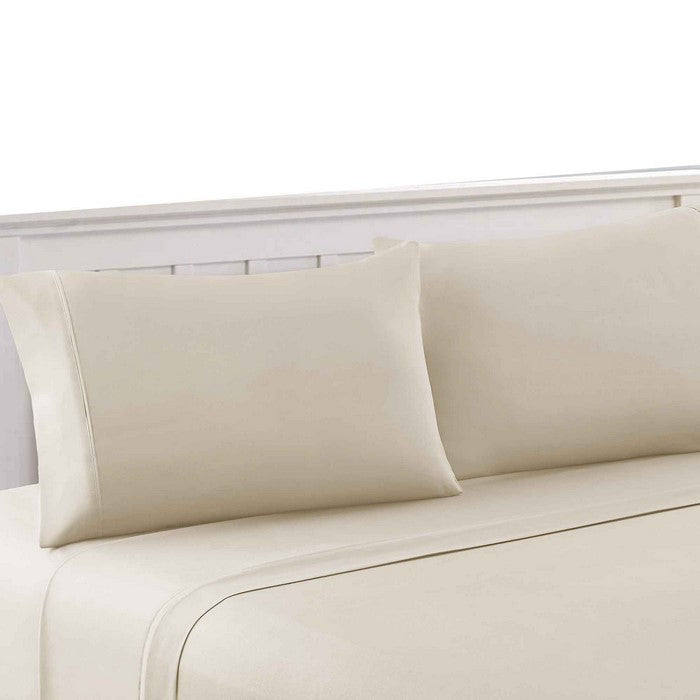 Bezons 3 Piece Twin Size Plain Sheet Set The Urban Port, Cream