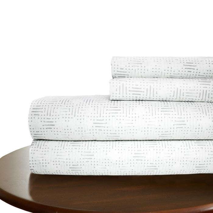 Melun 4 Piece California King Geo Pattern Sheet Set The Urban Port, Gray and White