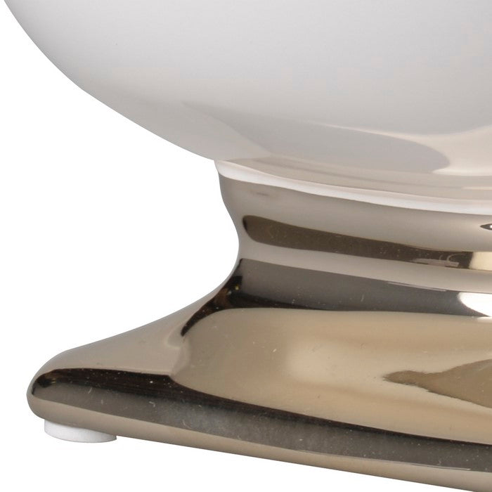 Bellied Shape Ceramic Vase with Pedestal Base, Small, White and Gold
