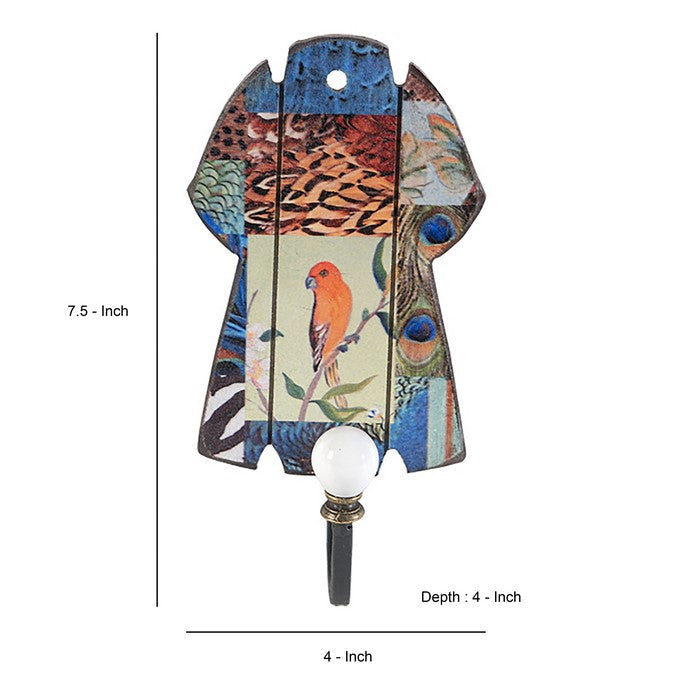 Exotic Bird Print Wall Decor with Metal Hooks, Set of 4, Multicolor