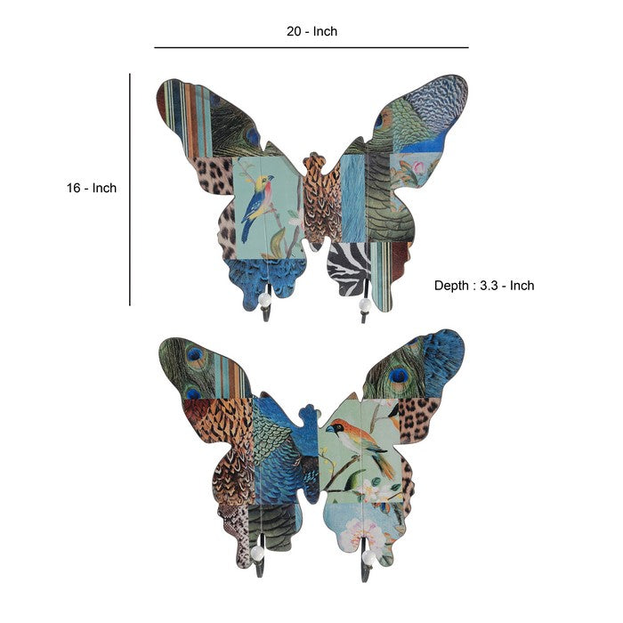 Butterfly Exotic Animal Print Wall Decor, Set of 2, Multicolor