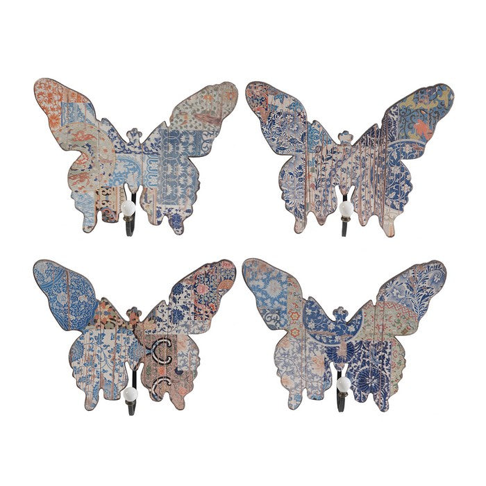 Butterfly Wall Decor with Abstract Print, Set of 4, Multicolor