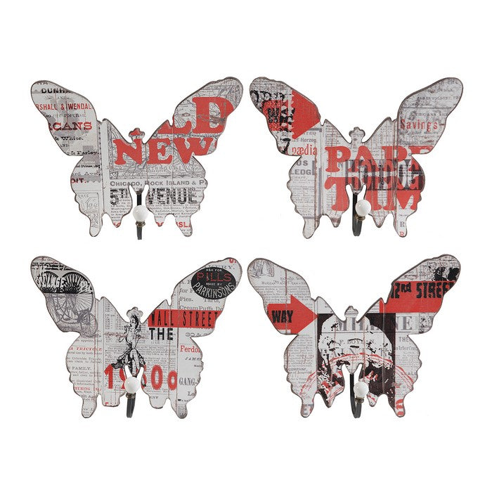 Butterfly Wall Decor with Newspaper Print, Set of 4, Multicolor