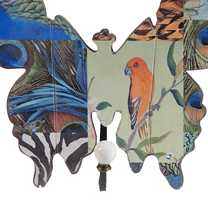 Butterfly Wall Decor with Exotic Animal Print, Set of 4, Multicolor
