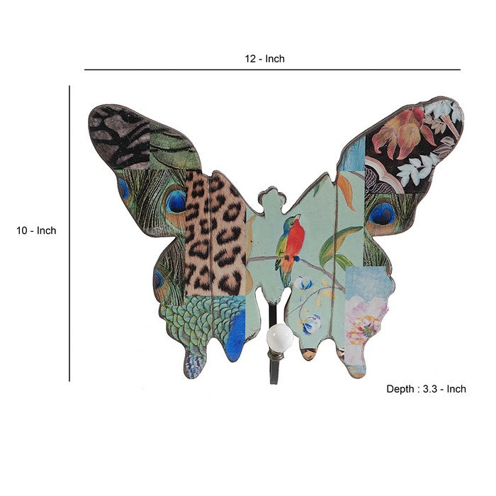 Butterfly Wall Decor with Exotic Animal Print, Set of 4, Multicolor