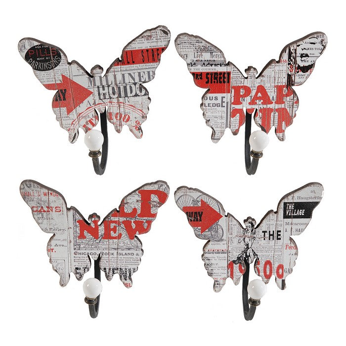 Butterfly Wall Decor with 4 Metal Hooks, Set of 4,Multicolor