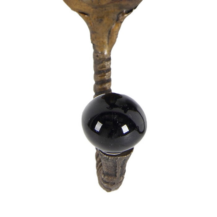 Metal Sheep Head Hangers with Crystal Ball At Base, Set of 2, Gold