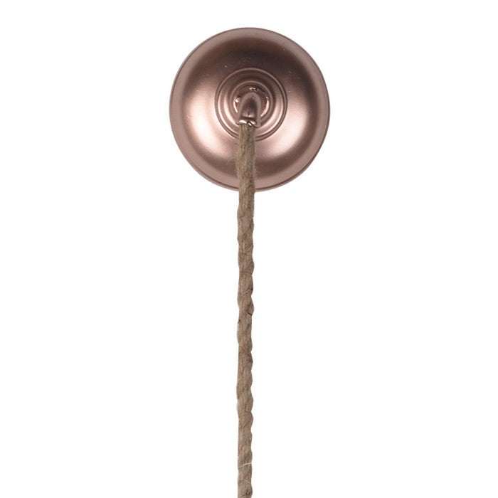 Metal Frame Round Wall Mirror with Attached Rope Hanging,Small, Copper