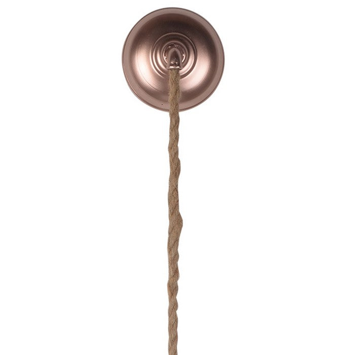Metal Frame Round Wall Mirror with Attached Rope Hanging,Medium,Copper