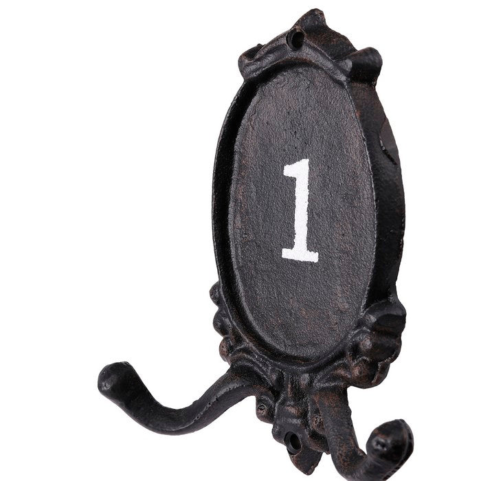 Iron Prong Coat Hook with Dual Hanging Angles, Set of 2, Black