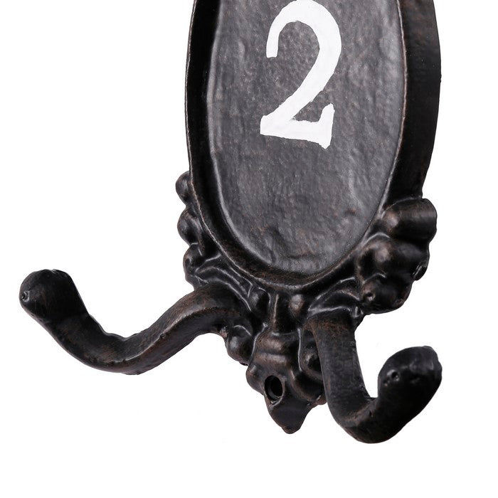 Iron Prong Coat Hook with Dual Hanging Angles, Set of 2, Black