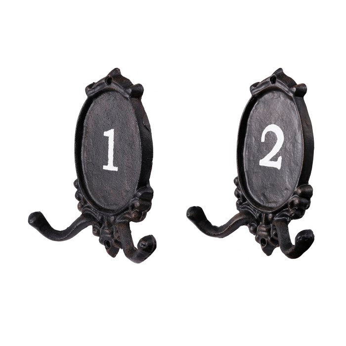 Iron Prong Coat Hook with Dual Hanging Angles, Set of 2, Black