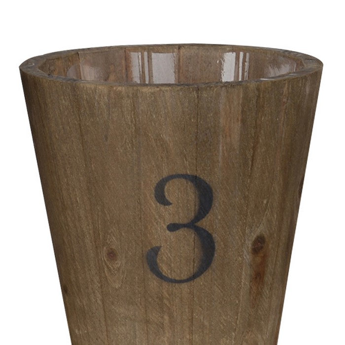 Wooden Planter with Round Base and Assorted Sizes, Set of 3, Brown