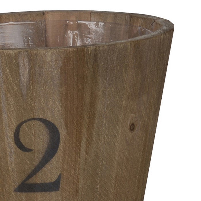 Wooden Planter with Round Base and Assorted Sizes, Set of 3, Brown