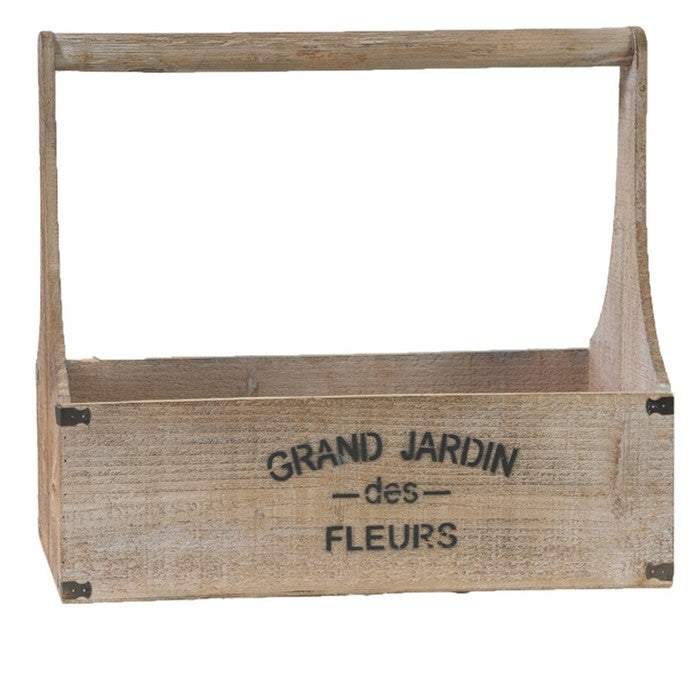 Wooden Toolbox Flower Planter with Handle, Set of 3, Brown