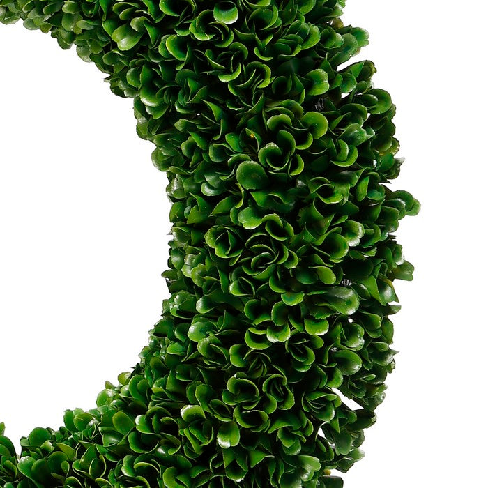 Round Faux Boxwood Plastic Wreath forDecoration, Green